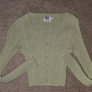 Princess Polly Green Cropped Cardigan Long Sleeve S/M
